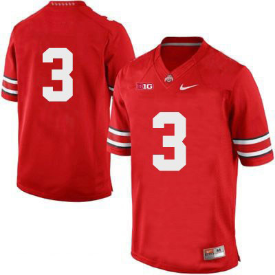 Ohio State Buckeyes Men's Only Number #3 Red Authentic Nike College NCAA Stitched Football Jersey EZ19E48WG